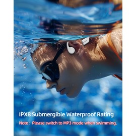 POLVCDG Swimming Headphones,IP68 Waterproof Bone Conduction Headphones,32GB Memory Open Ear Headphones with Mic,Wireless Bluetooth Earphones Underwater Sport Earbuds for Workout Running Cycling Gift
