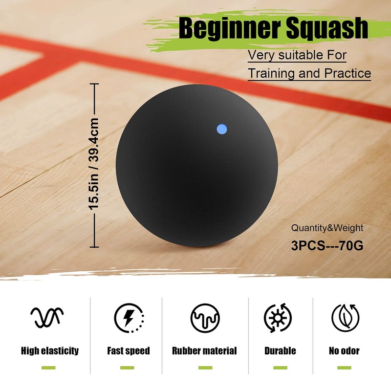 Exogio 3 Pcs Squash Balls Blue Dot Training Squash Ball