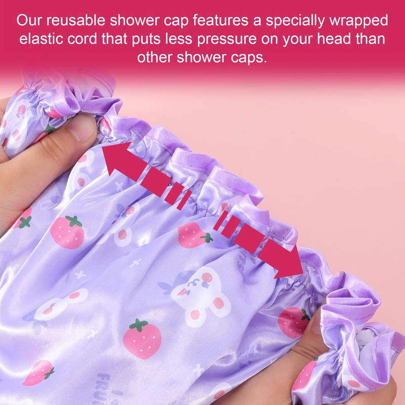 Jeffdad Kids Shower Caps, 2 PCS Pink & Purple Waterproof