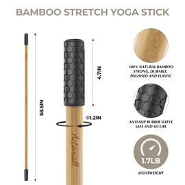Yoga Stick for Home and Gym, Bamboo Yoga Exercise Stick for Full Range of Motion Including Stretching, Exercise, Physical Therapy and More, Perfect Posture Stick, Stretch Stick