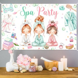 Avezano - Banner de fiesta de spa, decoración de fiesta de cumpleaños, para niñas, mujeres, día de spa, maquillaje, pijama, fiesta de pijama, fiesta de cumpleaños, decoración (6 x 4 pies)
