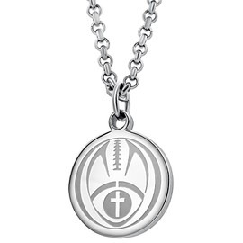 Football Necklace With Inspiring Bible Quote – Isaiah 41:10 Silver Cross Necklace for Men and Women That Love Sports – Makes a Unique, Inspiring Gift for Athletes – Football Chain ​