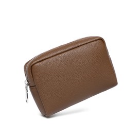 YONBEN Makeup Bag Large Capacity Women's Classic Black Wash Bag Adjustable Partition Wash Brush and Cosmetic Carrying Bag (PU/Toffee Brown)