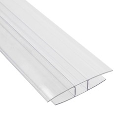 Clear H-Section Polycarbonate Sheet Joining Strip Muntin - 10mm, 1.45m