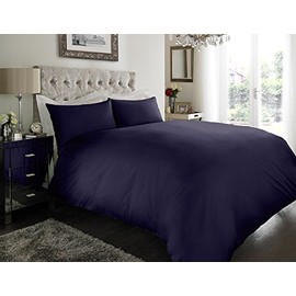 Sapphire Collection 100% Egyptian Cotton 200 Thread Count Duvet Cover With Pillow Case Bedding Set (Single, Navy)