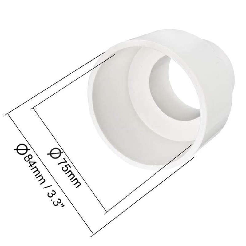 TOP-VIGOR 1Pcs PVC DWV Reducing Coupling, 75mm x 50mm Socket