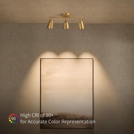 Asilan 21W Gold LED 3-Light Hardwired Track Lighting, with Rotating Heads 3000K Modern Interior Spotlight for Kitchen Artwork and Living Room Accent Lighting