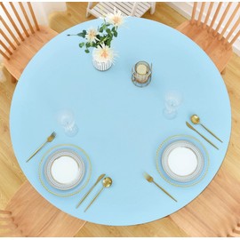 Monibana - Mantel ajustable con borde elástico para mesas redondas, funda de mesa elástica de elastano de 48 pulgadas para el hogar, comedor, picnic, fiesta, niebla azul