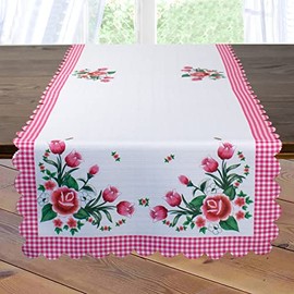 Table Runner Spring Flowers White 40 x 140 cm Printed Table Runner for Spring and Summer