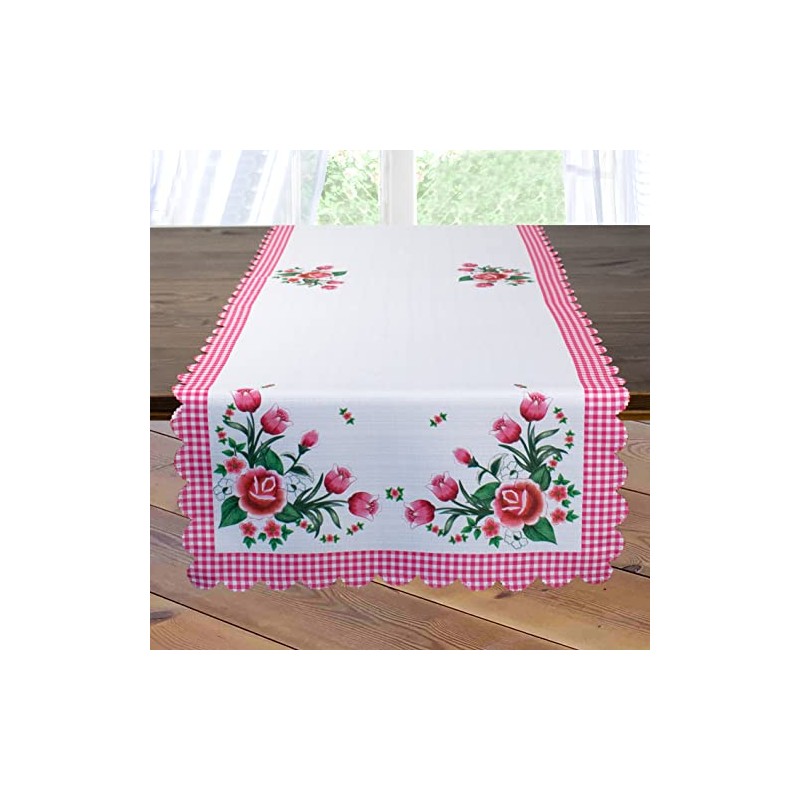 Table Runner Spring Flowers White 40 x 140 cm Printed