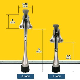 One Touch Kickdown Door Stopper, Door Holder, Heavy Duty Door Stops, Bottom of Door, Height-Adjustable Rubber Tips by HASHI (Antique Bronze 6 inch x 1pack)