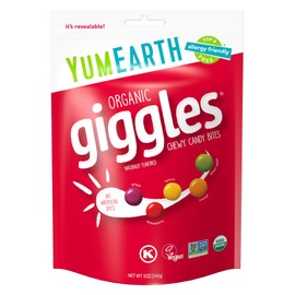 YumEarth Organic Giggles Chewy Candy – Allergy Friendly, No Artificial Dyes, Non GMO, Gluten Free, Fruit Flavored, Vegan Candy Snacks 5 oz (Pack of 1)