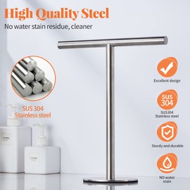 Bath Hand Towel Holder Standing, 13 Inch T-Shape Towel Bar Rack Stand, SUS304 Stainless Steel Brushed Finish,Tower Bar for Bathroom Kitchen Vanity Countertop