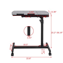 Ynredee Rolling Laptop Table Lap Desk,Bedside Desk,Multifunctional Lifting Computer Desk with Wheels Adjustable Laptop Stand Sofa Side Table (Four-Wheel)