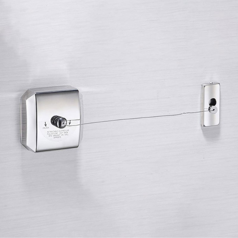 Retractable Clothesline 304 Stainless Steel Rust Resistant Space Saving Wall