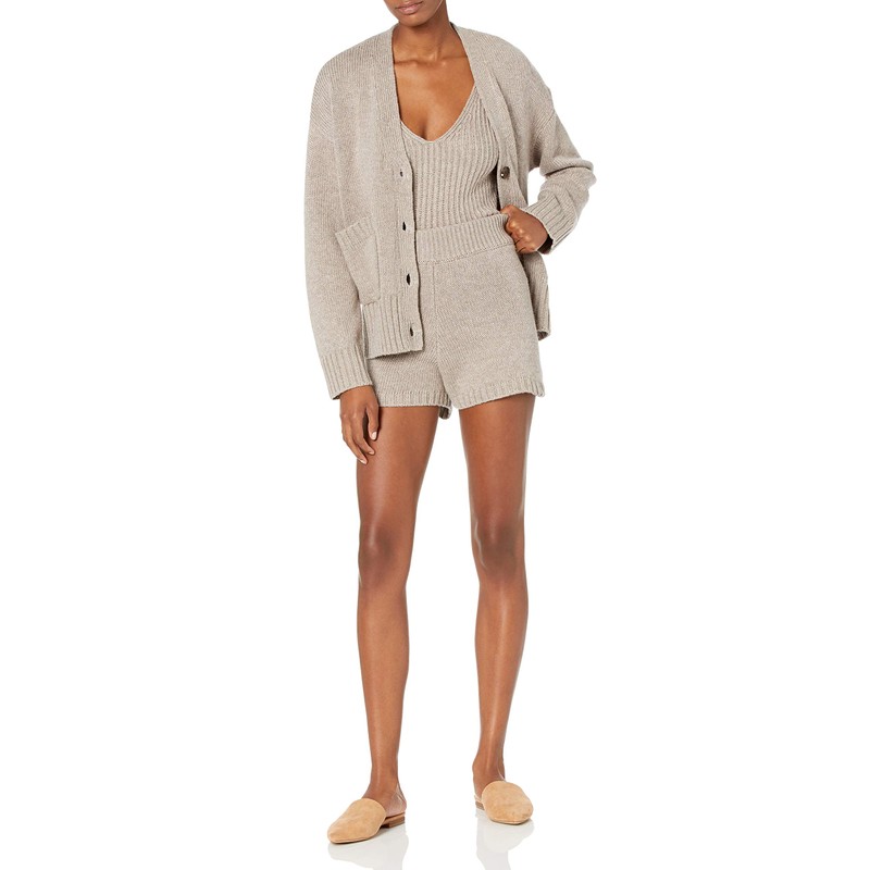 The Drop Ladies Adrienne Pull-On Knit Shorts Heather Mushroom S