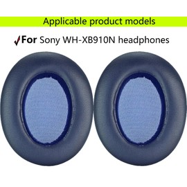 Replacement earpads Compatible with Sony WH-xb910N Earphones High-Density Memory Foam Soft Comfort Protein Leather Replacement Earphone Pads (Blue/with Clasp)