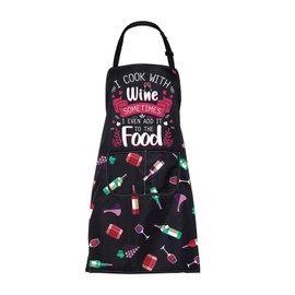 FUSTMW Wine Aprons with Pockets I Cook with Wine Sometimes I Even Add it to The Food Wine Cooking Kitchen Chef BBQ Apron (Wine Apron)