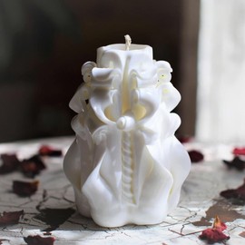 Carved Candle White 5.1''-Best White Candle Gift-Oscar candles