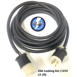 AC/DC WIRE AND SUPPLY 20 AMP ENTERTAINMENT CABLE GENERATOR POWER CABLE L5-20 125V SOOW 12/3 600V M/F - 10 FT