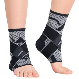WalkMii Ankle Compression Sleeves (1 Pair)-Ankle Brace to Keep Warm for Achilles Tendonitis, Sprained Ankle, Plantar Fasciitis Ankle Support Socks with Adjustable Strap for Women & Men-XL