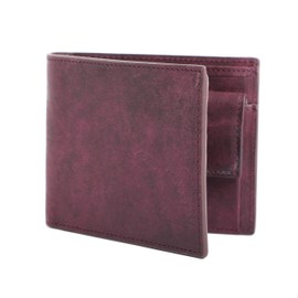 Boosters Pueblo Bi-Fold Wallet with Coin Purse, Thin, Genuine Leather, Card Bill, Prunia