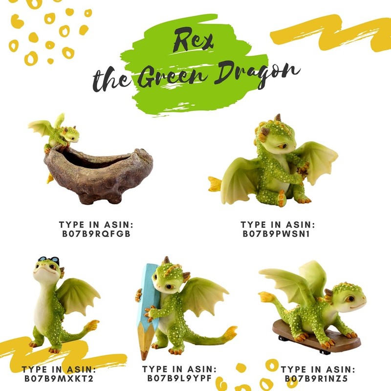 Rex The Green Dragon - Mini Collectible Fantasy Figurine (The