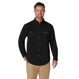 Wrangler Logger Twill Long Sleeve Workshirt, Black, Large Tall