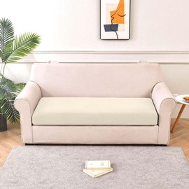 SIELUNO - Fundas de cojín elásticas de terciopelo en forma de L para sofá, funda de cojín separada, protector elástico para muebles, color blanco