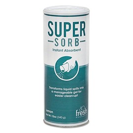 Super-Sorb Liquid Spill Absorbent, Powder, Lemon-Scent, 12 oz. Shaker Can, 6/Box