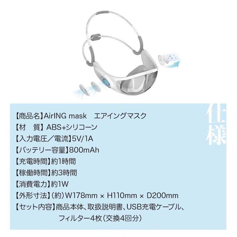 TOAMIT Air Cleaning Fan, Transparent Mask, Airing Mask, Mask