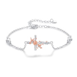 Aututer blue bracelet (A01-White gold-Cross Hummingbird, Hummingbird)