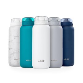 Ello Cooper - Botella de agua de acero inoxidable de 32 onzas con popote y asa de transporte, doble pared y metal aislado al aspiradora, tapa de...   