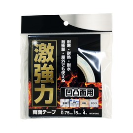 Waki Sangyo WKN005 Super Strong Double Sided Tape for Uneven Surfaces, 0.03 x 0.6 x 0.6 ft (0.75 mm) x Width 0.6 inches (15 mm) x Length 16.4 ft (4 m) Heat Resistant Shock Resistant Waterproof Metal