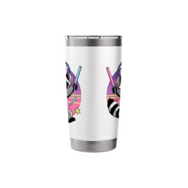 Cute Raccoon Rave Party Glowstick Stainless Steel Insulated Tumbler