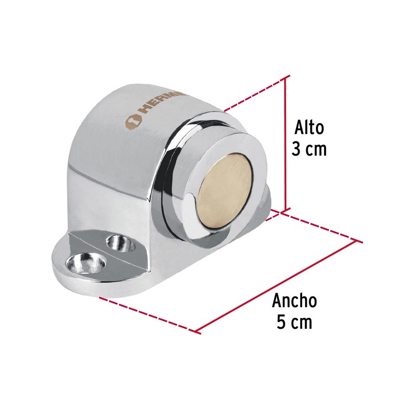 Hermex TOMA-3, Tope para puerta, magnético de cromo
