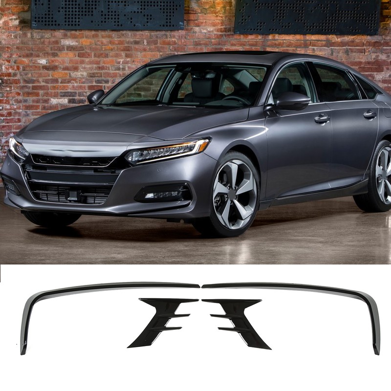 4Pcs Glossy Black Front Bumper Fog Light Eyebrow Cover Trim