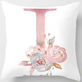 Tillskuch Pink Cushion Covers Cute Alphabet Decorative Throw Pillow Cover Square Letter Pillow Protectors for Sofa Couch Bedroom Chair Home Decor 45cm x 45cm(I)