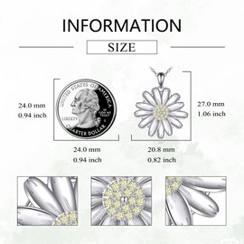 JBAERD Daisy Fidget Necklace Sterling Silver Fidget Pendant Necklace Spinning Daisy Jewelry Gifts for Women Granddaughter