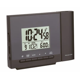 TFA Dostmann Funk-Projektionswecker, 60.5013.01, Projektion von Uhrzeit/Temperatur, zwei Alarmzeiten, Ladefunktion für Mobilgeräte, schwarz, (L) 126 x (B) 53 x (H) 93mm