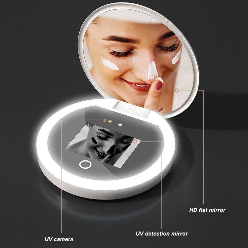 UV Mirror Sunscreen Testing Camera with Light 2X Magnification Travel