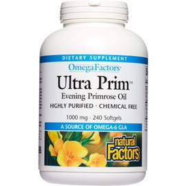 Omega Factors by Natural Factors, Ultra Prim Evening Primrose Oil, Promotes Women's and Immune Health with Omega-6 GLA, 240 softgels (240 servings)