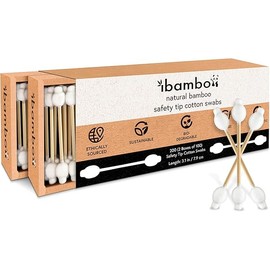 100% Bamboo Cotton Swabs for Ears (200-Pack) - Perfect for Baby & Personal Care | Double-Tipped Ear Swabs Cotton for Makeup & Cleaning | FSC Certified & Hypoallergenic, Made for All Ages & Pets