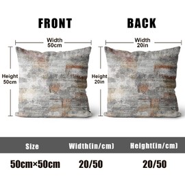 XPHZZL Pack of 2 Gray/Rust Cushion Covers 50cm x 50cm Decorative Square Throw Pillow Covers Home Abstract Style Decor Pillow Cases for Sofa Bedroom Dining Room and Farmhouse 20x20 Inch
