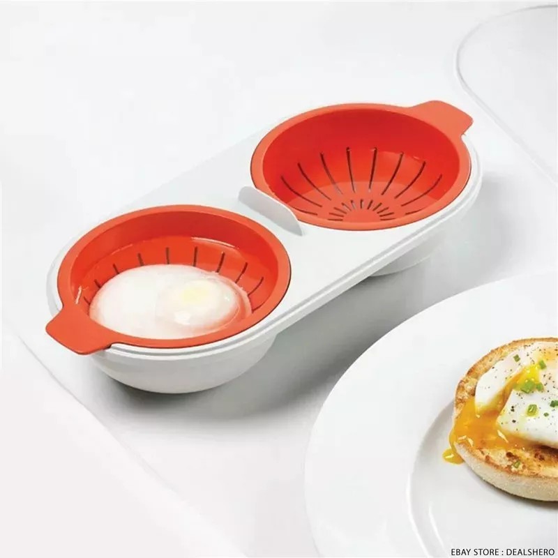 Generic Escalfador De Huevos, Doble Taza, Vapor/microondas