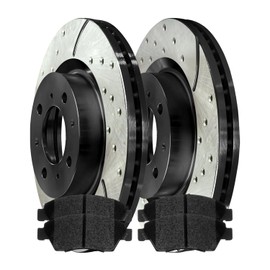 AutoShack Front Brake Kit Replacement for 2009-2014 Honda Fit 1.5L FWD Drilled & Slotted E-Coated Disc Brake Rotors Ceramic Brakes Pads 10.31" (262mm) BRK010342505