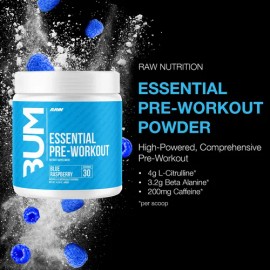 Pre Entreno Cbum Essential RAW Nutrition 30 Servicios Sabor Blue Raspberry CBUM Polvo