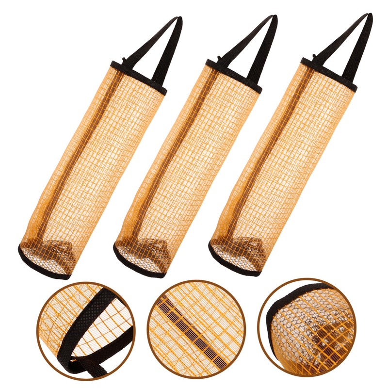 GRIRIW 3pcs Portable Mesh Tennis Ball Storage Bag Wall Mounted