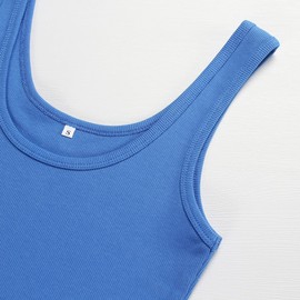 Artfish Women's Sleeveless Cotton Fitted Tank Top Form Fitting Scoop Neck Ribbed Knit Basic Cami Shirts (Royal Blue, M)