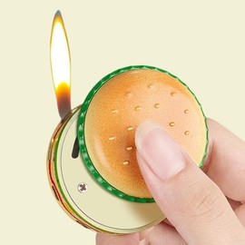 VOGEERA Creative and Fun Burger Lighter, Refillable Butane Inflatable Lighter, Cool Torch Lighter, Windproof Soft Flame Lighter, Suitable for Party Candle Kitchen Barbecue Camping Men's Gift (No Gas)
